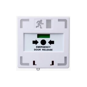 RESETTABLE EMERGENCY DOOR RELEASE WHITE WITH LED/BUZZER 3 X SPDT 93HX 90WX 64D (MM) 12/24VDC