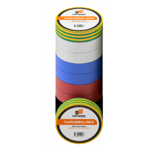 WRAPPATAPE® ELECTRICAL INSULATION TAPE 10/PK - MIXED COLOUR