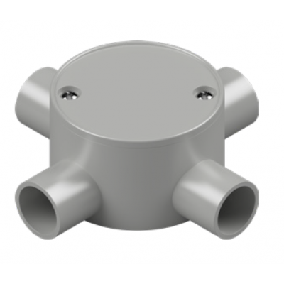 JUNCTION BOX SHALLOW PVC 25MM 4 WAY GREY