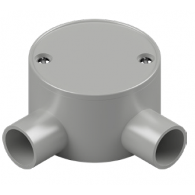 JUNCTION BOX SHALLOW PVC 25MM 2W ANG GRY