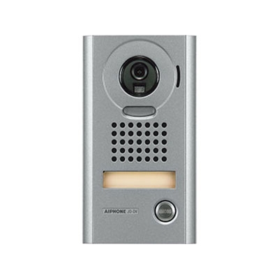 AIPHONE JO SERIES 2/4-WIRE INTERCOM 1 BUTTON AUDIO/VIDEO DOOR STATION SILVER RESIDENTIAL MECHANICAL BUTTON MET