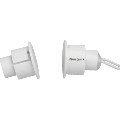TANE HARDWIRED REED SWITCH WHITE DETECTION GAP 28MM 1x N/C OUTPUT (DRY) PLASTIC RECESSED MOUNT 19.05MM HOLE CU
