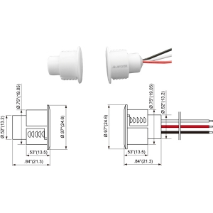 TANE HARDWIRED REED SWITCH WHITE DETECTION GAP 28MM 1x SPDT OUTPUT PLASTIC RECESSED MOUNT 19.05MM HOLE CUTOUT