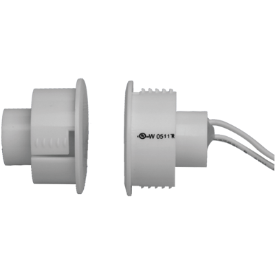 TANE HARDWIRED REED SWITCH WHITE DETECTION GAP 28MM 1x N/C OUTPUT (DRY) PLASTIC RECESSED MOUNT 25MM HOLE CUTOU