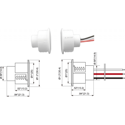 TANE HARDWIRED REED SWITCH WHITE DETECTION GAP 28MM 1x SPDT OUTPUT PLASTIC RECESSED MOUNT 25MM HOLE CUTOUT