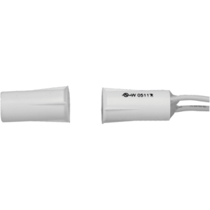 TANE HARDWIRED REED SWITCH WHITE DETECTION GAP 15MM 1x N/C OUTPUT (DRY) PLASTIC RECESSED MOUNT 9MM HOLE CUTOUT