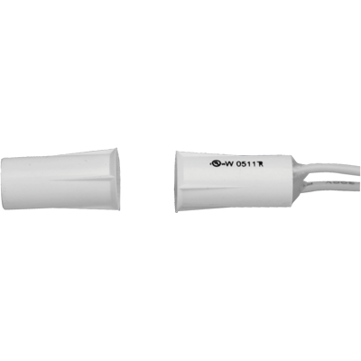 TANE HARDWIRED REED SWITCH WHITE DETECTION GAP 15MM 1x N/C OUTPUT (DRY) PLASTIC RECESSED MOUNT 9MM HOLE CUTOUT
