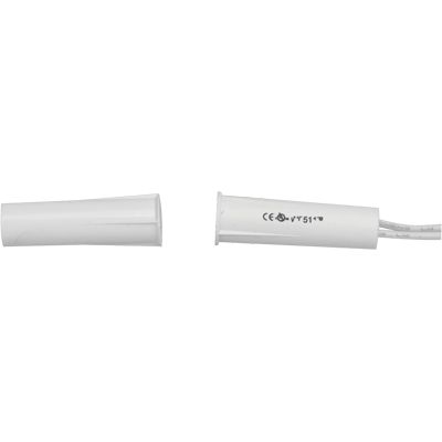 TANE HARDWIRED REED SWITCH WHITE DETECTION GAP 15MM 1x N/C OUTPUT (DRY) PLASTIC RECESSED MOUNT 9.5MM HOLE CUTO