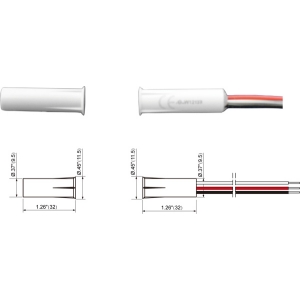 TANE HARDWIRED REED SWITCH WHITE DETECTION GAP 15MM 1x SPDT OUTPUT PLASTIC RECESSED MOUNT 9.5MM HOLE CUTOUT