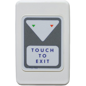 PROX-REX PUSH BUTTON WHITE PLASTIC ENCLOSURE PLASTIC PLATE STD WITH "TOUCH TO EXIT" ENGRAVED IN BLUE SPDT 9-16