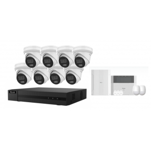 HILOOK CCTV AND ALARM BUNDLE: 8XIPC-T361H-MU, 1X NVR-108MH-C/8P/4TB, 1X HA-ALARM-KIT1
