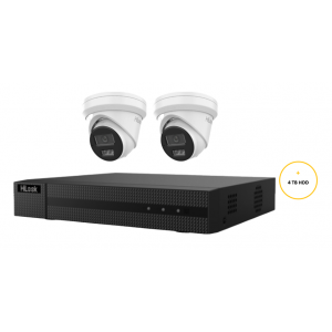 HILOOK CAMERA KIT WITH 2x 6MP TURRET IP AI CAMERA WITH 2.8MM LENS & 4CH NVR WITH 4TB HDD