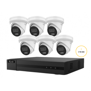 HILOOK CAMERA KIT WITH 6x 6MP TURRET IP AI CAMERA WITH 2.8MM LENS & 8CH NVR WITH 4TB HDD INCLUDED