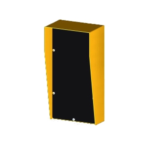 SEC DESIGN CO RAINHOOD WITH 10MM POLY BLACK PANEL 60MM SPACE BEHIND DURAGAL MILD STEEL POWERED COATED YELLOW 3