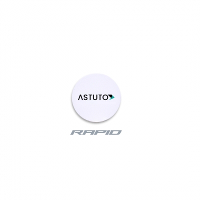 ASTUTO RAPID ADHESIVE DISC ENCRYPTED WHITE COMPATIBLE WITH ALL ASTUTO RAPID READERS 13.56MHz 18DIAx1D (MM)