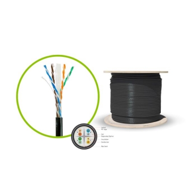 CAT6 UTP LAN CABLE 23AWG 4P TWISTED SOLID CORE JEL FILLED UNSCR. PVC SHEATH 305M BOX BLACK