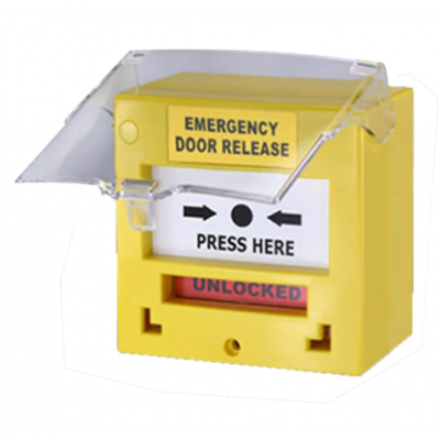 SMART CP-32Y RESETTABLE EMERGENCY DOOR RELEASE BREAK GLASS 1X DPDT SURFACE MOUNT 12/24VDC 91Hx87Wx53D (MM) YEL
