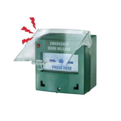 SMART CP-32GBZ-LB-ALM RESETTABLE EMERGENCY DOOR RELEASE CALL POINT LED BUZZER ALARM COVER 12/24VDC 91Hx87Wx53D