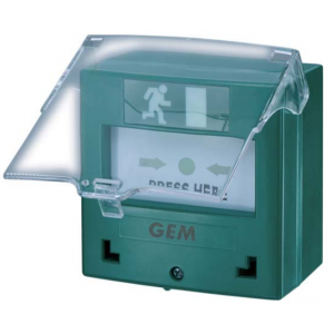 CP-45GBZ-LB RESETTABLE EXIT CALL POINT RUNNING MAN BREAK GLASS LED BACKLIGHT BUZZER 3X SPDT SURFACE MOUNT 12/2