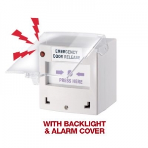SMART CP-32WBZ-LB-ALM RESETTABLE EMERGENCY DOOR RELEASE BACKLIGHT BUZZER ALARM COVER 1X DPDT SURFACE MOUNT 12/