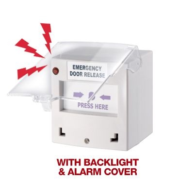 SMART CP-32WBZ-LB-ALM RESETTABLE EMERGENCY DOOR RELEASE BACKLIGHT BUZZER ALARM COVER 1X DPDT SURFACE MOUNT 12/