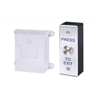 WPB-025JS WIRELESS EXIT PUSH BUTTON MULLION STAINLESS STEEL PRESS TO EXIT MOMENTARY 12/24VDC INCLUDES RECEIVER