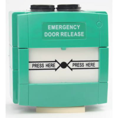 DFM DWS210GN RESETTABLE EMERGENCY DOOR RELEASE BREAK GLASS PLASTIC INSERT IP66 2X SPDT CONTACTS SURFACE MOUNTE