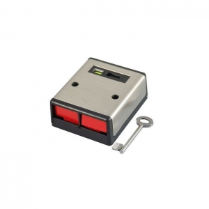 CQR PADP2/SS/G1 2X PUSH BUTTON KEY RESET HOLD UP ALARM LATCHING STAINLESS STEEL PLATE NO/NC INDICATOR 75Hx62Wx
