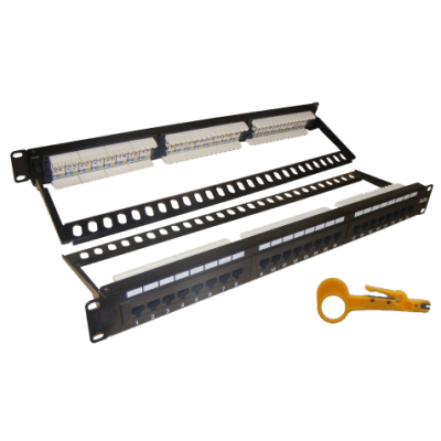 PSS CAT.6/24 24 PORT CAT6 RJ45 PATCH PANEL 1U 19 INCH KRONE TERMINATION T568A/T568B REAR CABLE MANAGEMENT