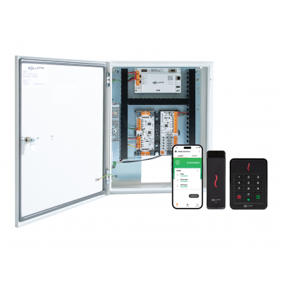 GALLAGHER C500320 SMB 2-DOOR KIT 1X SMB 6000 CTRL 1X T15 RDR 1X T30 K/PAD 8IN & 8IN 4OUT 3.5A P/S BLACK