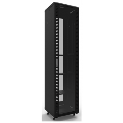 REDBACK A5.6827 19 INCH RACK 27U GLASS FRONT VENTED REAR UPTO 800KG BLACK 1388Hx600Wx800D (MM)