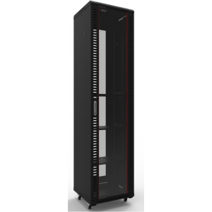 REDBACK RBKA5.6018 19 INCH RACK 18U GLASS FRONT VENTED REAR UPTO 800KG BLACK 988Hx600Wx1000D (MM)
