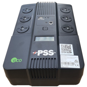 PSS ECO800L 800VA UPS FLOOR LINE INTERACTIVE SINGLE PHASE 3X AU UPS OUTLETS 3X AU SURGE USB RJ45 2-6MS BLACK