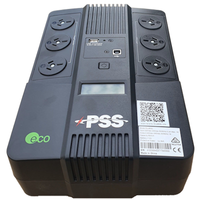 PSS ECO800L 800VA UPS FLOOR LINE INTERACTIVE SINGLE PHASE 3X AU UPS OUTLETS 3X AU SURGE USB RJ45 2-6MS BLACK