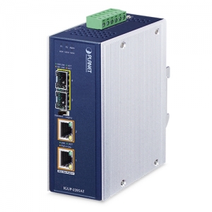 PLANET IGUP-2205AT INDUSTRIAL 2X SFP 100/1000X TO 2X 10/100/1000T MEDIA CONVERTER 802.3BT POE++ 2X 95W 190W BU