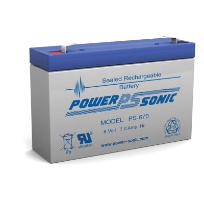 POWER-SONIC PS-670 6V 7AH SLA AGM BATTERY F1 TERMINALS