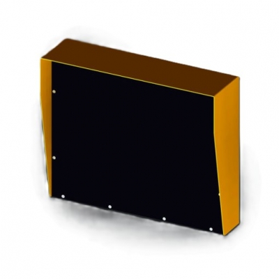 SEC DESIGN CO RAINHOOD WITH 10MM POLY BLACK PANEL 60MM SPACE BEHIND DURAGAL MILD STEEL POWERED COATED YELLOW 3