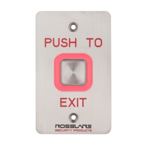 ROSSLARE EX-07E0 PUSH TO EXIT BUTTON IP65 SPDT 12-24VDC RED/GREEN LED MOMENTARY STAINLESS STEEL 114Hx70Wx32D (