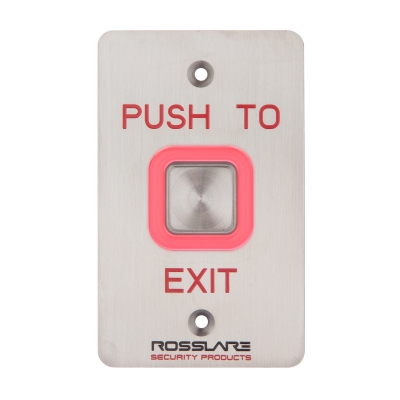 ROSSLARE EX-07E0 PUSH TO EXIT BUTTON IP65 SPDT 12-24VDC RED/GREEN LED MOMENTARY STAINLESS STEEL 114Hx70Wx32D (
