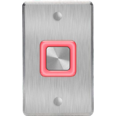 ROSSLARE EX-0700 ILLUMINATED PIEZOELECTRIC EXIT BUTTON IP65 DPDT MOMENTARY 12/24V AC/DC RED/GREEN LED SILVER 1