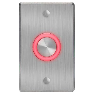 ROSSLARE EX-06 ILLUMINATED PIEZOELECTRIC EXIT BUTTON FLUSH MOUNT MOMENTARY 10-24VDC RED/GREEN LED SILVER 114Hx