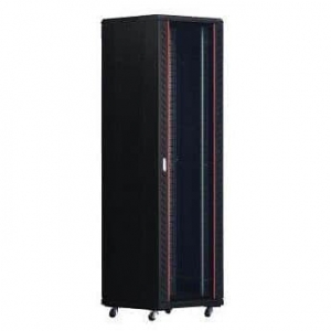 REDBACK RACKS A4.6627 27RU FLOOR STANDING 19 INCH DATA CABINET GLASS DOOR CASTORS IP20 BLACK 1388Hx600Wx600D (