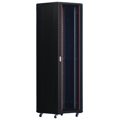 REDBACK RACKS A4.6842 42RU 19 INCH FLOOR STANDING DATA CABINET GLASS DOOR CASTORS BLACK 2055Hx600Wx800D (MM)