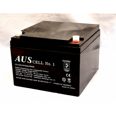 AUSCELL CJ12-26 12VDC 26AH VRLA BATTERY FASTON F3&F13 125Hx175Wx166D (MM) BLACK