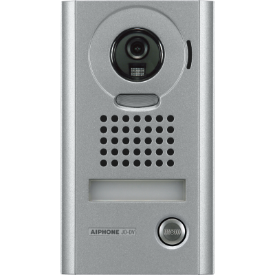 AIPHONE JO SERIES 2/4-WIRE INTERCOM 1 BUTTON AUDIO/VIDEO DOOR STATION SILVER RESIDENTIAL MECHANICAL BUTTON MET