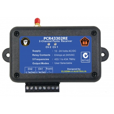 ELSEMA PCR43302RE 2-CH 433MHZ PENTA RECEIVER RELAY OUTPUTS 5 FREQUENCY HOPPING IP66