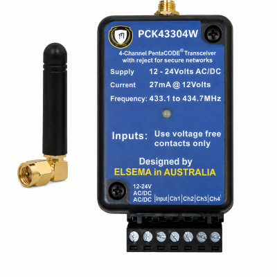 ELSEMA PCK43304W PENTACODE SERIES 433MHZ 4CH KEYRING TRANSMITTER REMOTE CONTROL INCL WIRE
