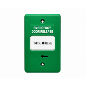 DFM DWS250B-GN RESETTABLE EMERGENCY DOOR RELEASE LED BUZZER IP55 1X DPDT GPO SURFACE MOUNTED GREEN