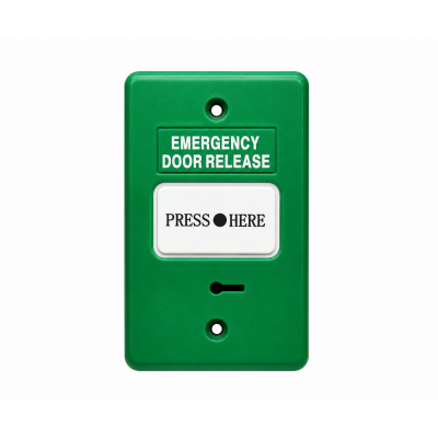 DFM DWS250B-GN RESETTABLE EMERGENCY DOOR RELEASE LED BUZZER IP55 1X DPDT GPO SURFACE MOUNTED GREEN