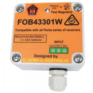 ELSEMA FOB43301W PENTAFOB 1CH HARD WIRED TRANSMITTER 433MHZ FHSS 5 FREQUENCIES 2X AAA UPTO 100M